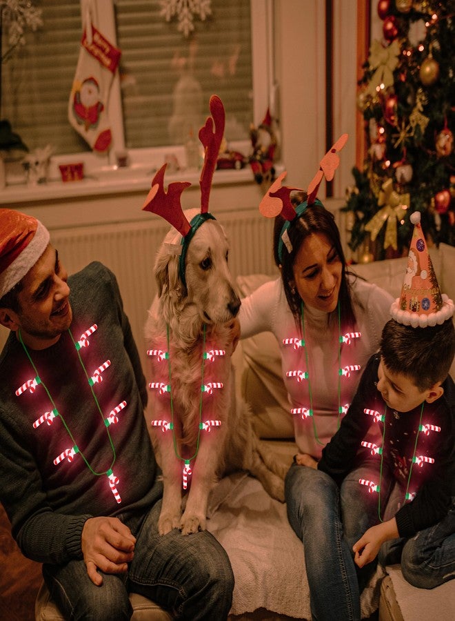EOBOH Christmas Accessories, 6PCS Light Up Candy Cane Necklace, 3D Light Necklace with 7 Candy Cane Pendants, 3 Modes for Ugly Sweater, New Year, Bulk - Image 4